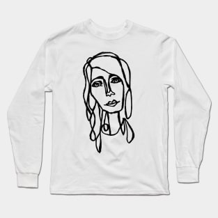 Hand Drawn Kind Girl Portrait Long Sleeve T-Shirt